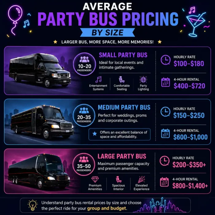 Average Party Bus Pricing by Size