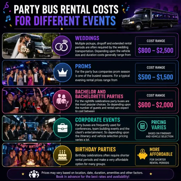 Party Bus Rental Costs for Different Events
